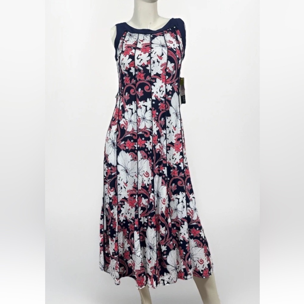 NEW Perceptions New York  Sz Small Dress Fit & Flare Floral Sleeveless Midi